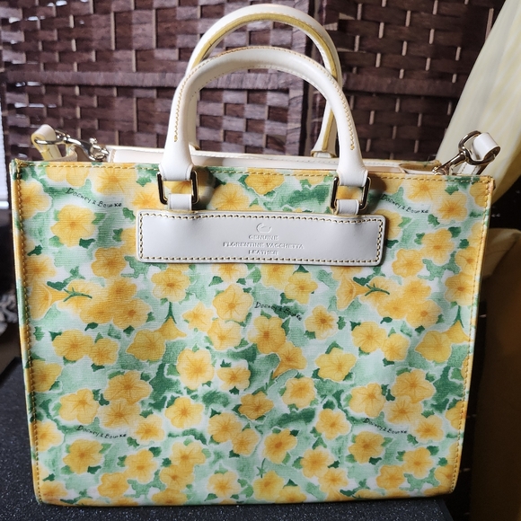 Dooney & Bourke Handbags - Dooney & Bourke Yellow and Green Floral Satchel